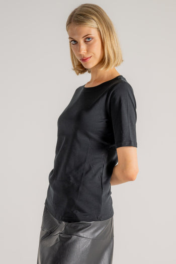 Round Neck T-shirt Nero Donna - 4