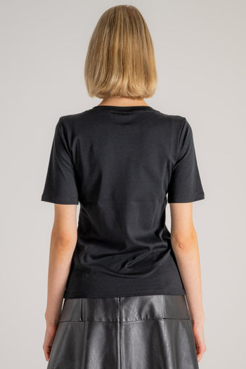 Round Neck T-shirt Nero Donna - 5