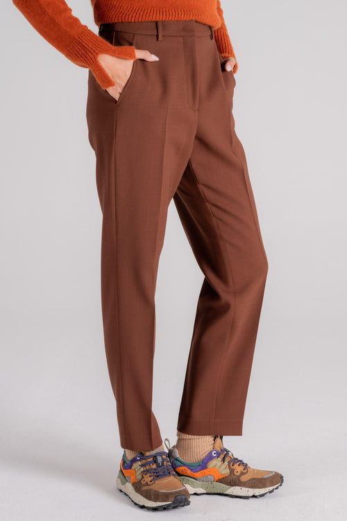 Pantalone Lana Vergine/Elastam Marrone - 2