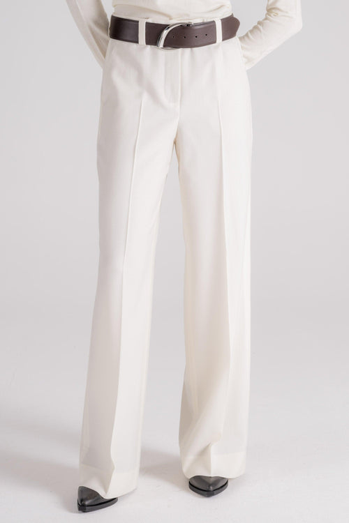 Pantalone 100% Lana Vergine Bianco