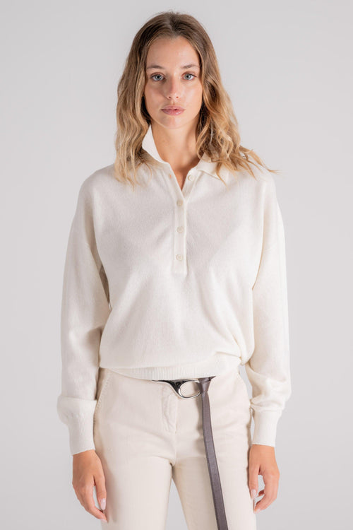 Maglia Polo Lana Vergine/Cashmere Beige