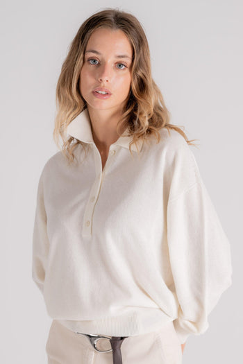 Maglia Polo Lana Vergine/Cashmere Beige - 3