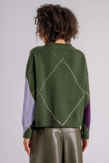 Cardigan Scollo a V Cashmere Verde - 3