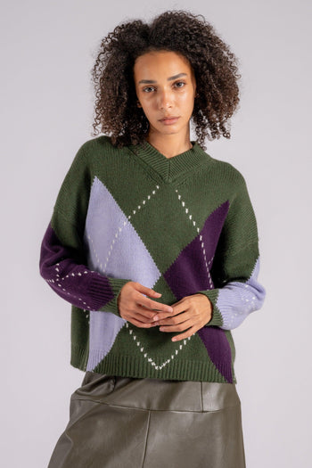 Cardigan Scollo a V Cashmere Verde - 4