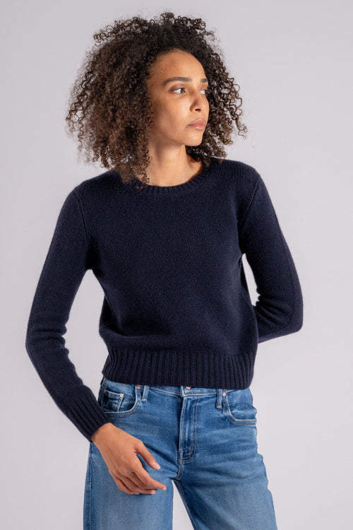 Maglia Girocollo 100% Cashmere Blu