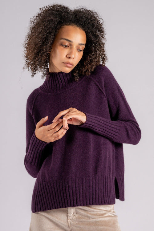 Maglia Collo Alto 100% Cashmere Viola