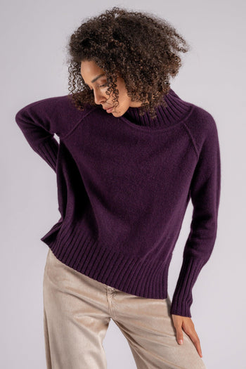 Maglia Collo Alto 100% Cashmere Viola - 3