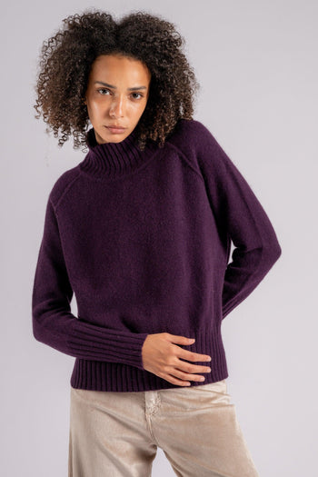 Maglia Collo Alto 100% Cashmere Viola - 4