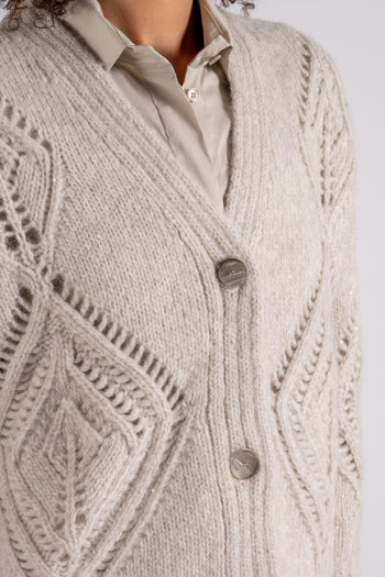 D. Exterior Cardigan Alpaca/Poliestere beige con Cristalli - 5