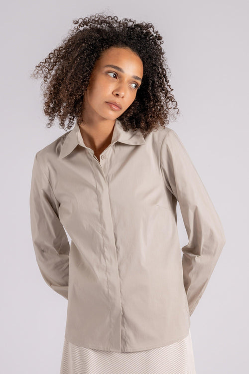 Camicia Popeline Basic Cotone/Poliammidica/Elastam beige