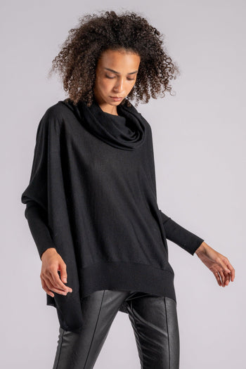 - Maglia Merinos Over Collone Nero in 100% Lana Extrafine - 3