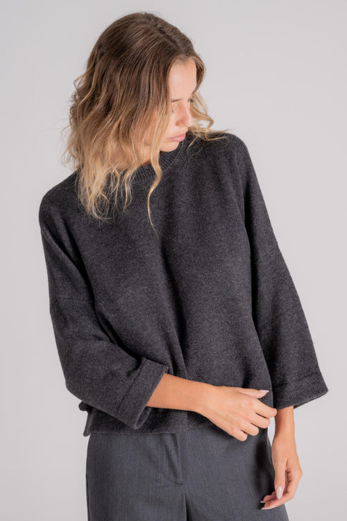 Maglia Cashmere/Poliammide Grigio - 2