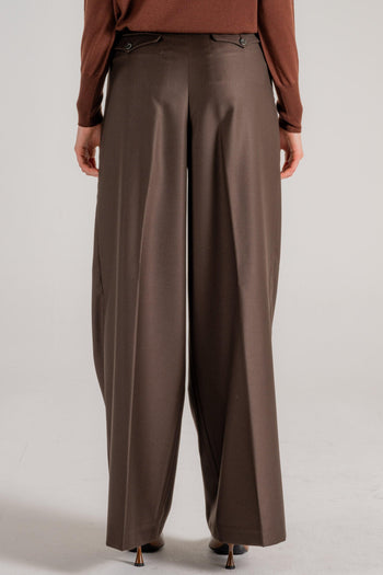 Pantalone Palazzo 2 Pences Marrone Donna - 4