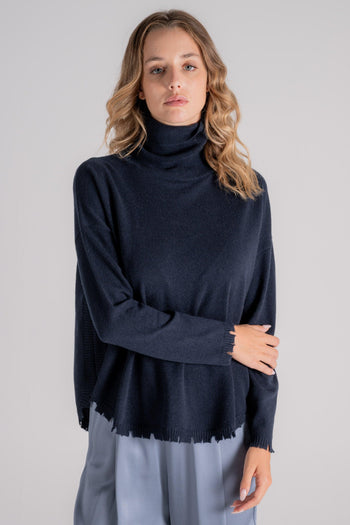 Maglia Dolcevita 100% Cashmere Blu - 4