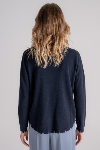 Maglia Dolcevita 100% Cashmere Blu - 6