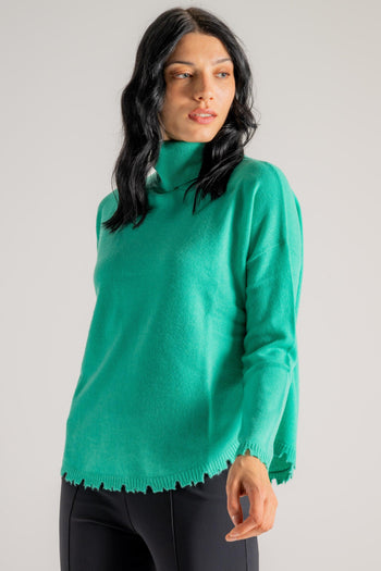 Maglia Dolcevita Verde Donna - 3