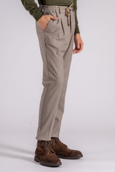 Pantalone Beige Lana Vergine/Elastam