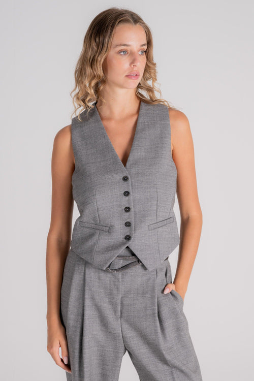 Semi-Couture Gilet Philomena 100% Lana Vergine Grigio