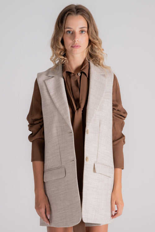 Semi-Couture Gilet Elettra 100% Lana Vergine Beige