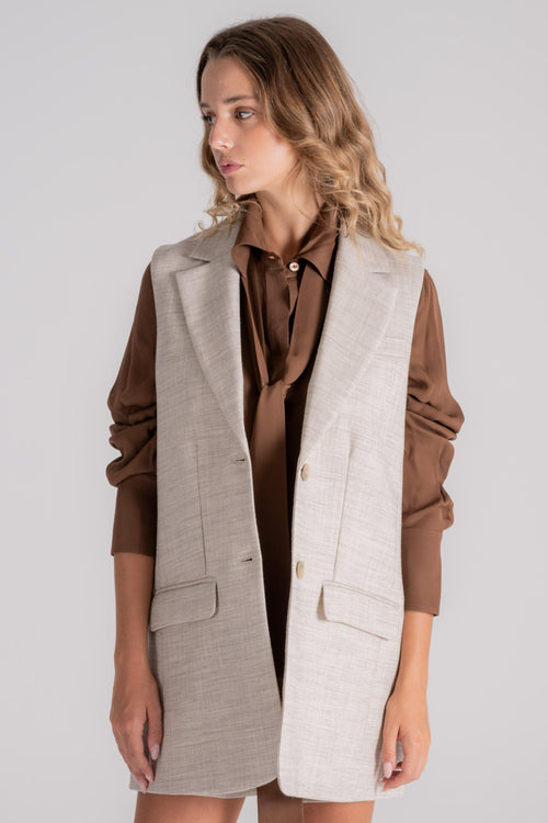 Semi-Couture Gilet Elettra 100% Lana Vergine Beige - 2