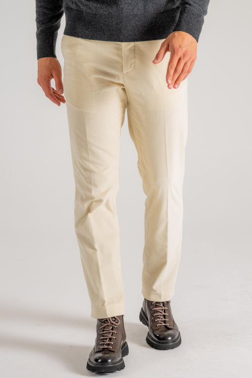 Pantalone New Chino Velluto Beige Uomo - 2