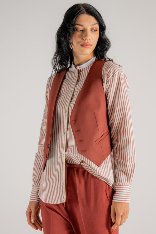 Viscose Wool Twill Waistcoat Donna