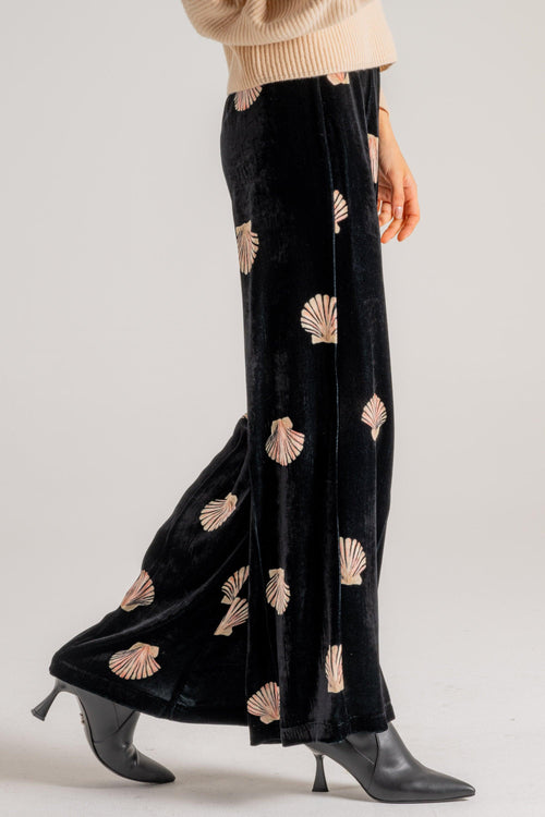 Mother Of Pearl Print Velvet Pants Nero Donna - 2