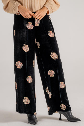 Mother Of Pearl Print Velvet Pants Nero Donna - 4