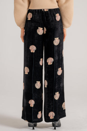 Mother Of Pearl Print Velvet Pants Nero Donna - 5