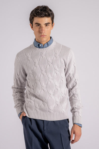 Mauro Girocollo Soft Trecce Lana/Cashmere Grigio