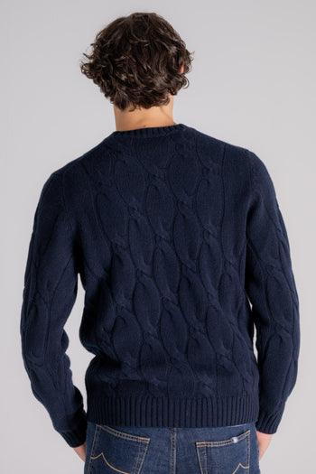 Mauro Girocollo Soft Trecce in Lana/Cashmere Blu - 4