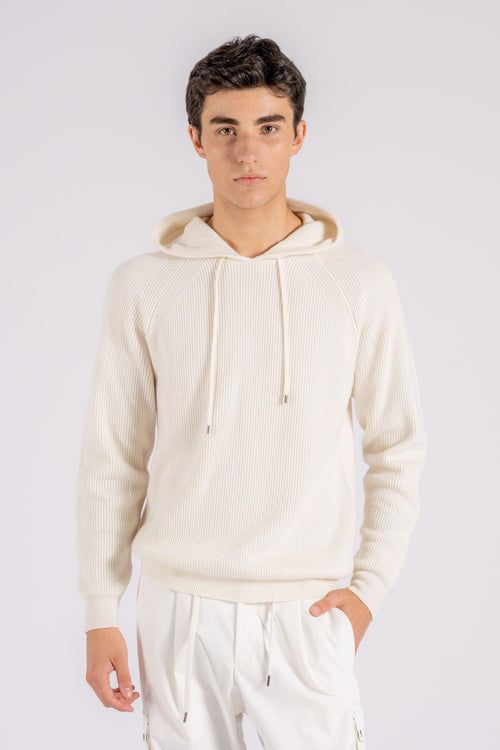 Mauro Hoodie Raglan Lana/Cashmere bianco