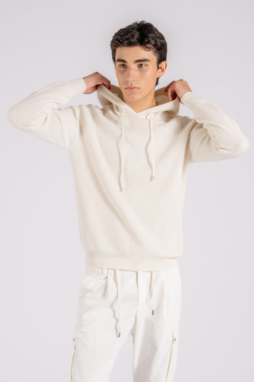 Mauro Hoodie Raglan Lana/Cashmere bianco - 2