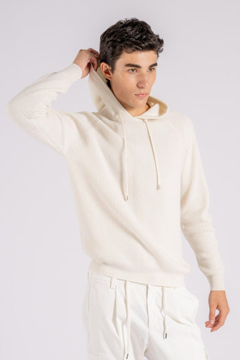 Mauro Hoodie Raglan Lana/Cashmere bianco - 3