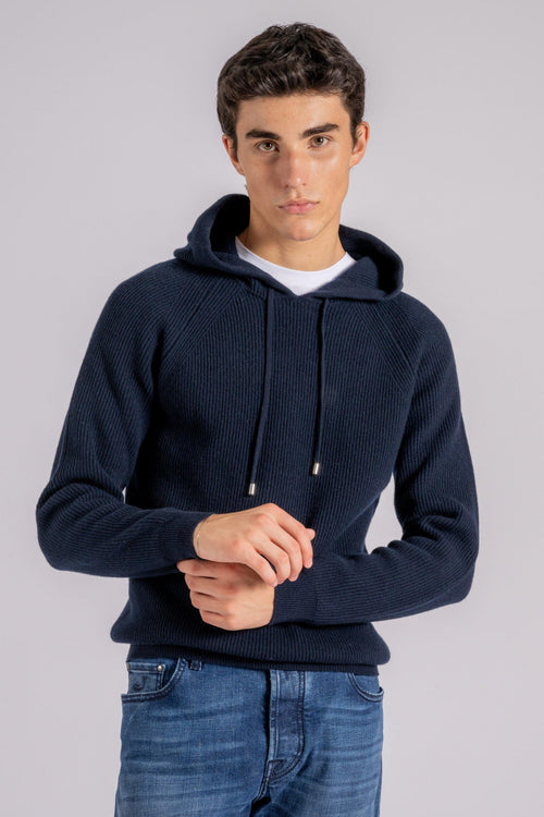 Mauro Hoodie Raglan Lana/Cashmere Blu - 2