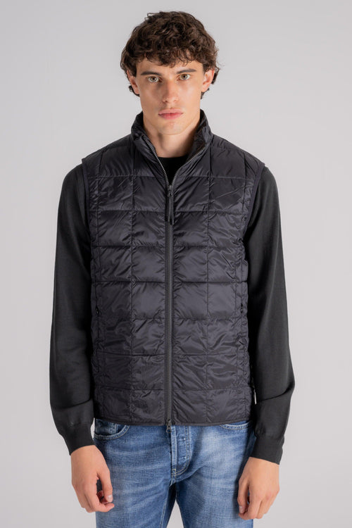 Hi Neck W-zip Down Vest Nero Uomo