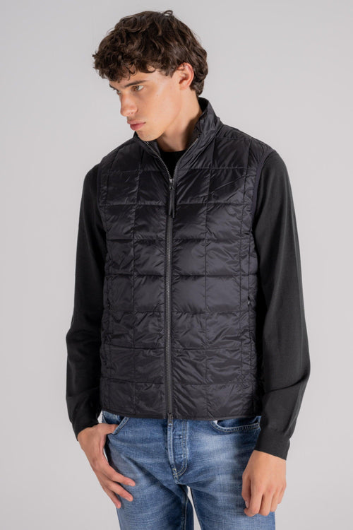 Hi Neck W-zip Down Vest Nero Uomo - 2