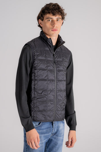 Hi Neck W-zip Down Vest Nero Uomo - 4