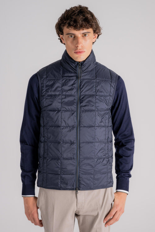 Hi Neck W-zip Down Vest Blu Uomo