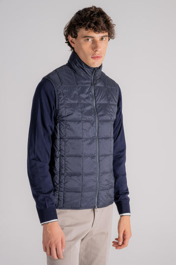 Hi Neck W-zip Down Vest Blu Uomo - 4