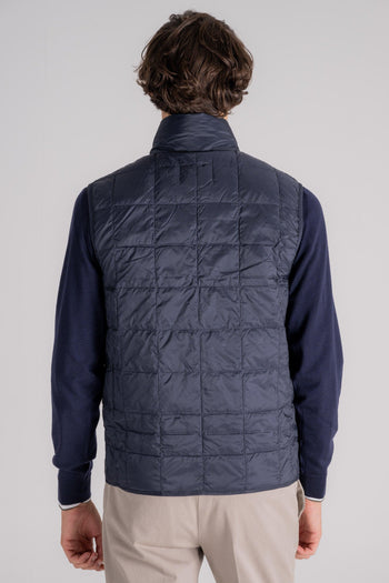 Hi Neck W-zip Down Vest Blu Uomo - 5