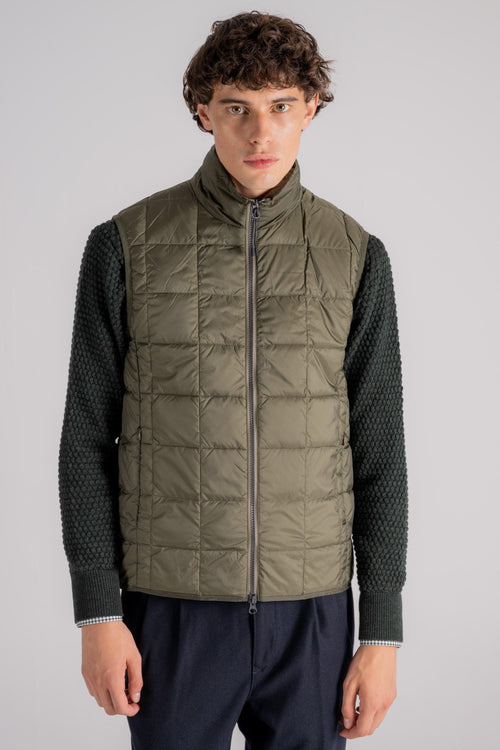 Hi Neck W-zip Down Vest Verde Uomo