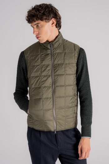 Hi Neck W-zip Down Vest Verde Uomo - 3