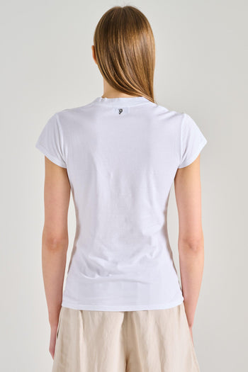 T-shirt Scollo a V Cotone Bianco - 3