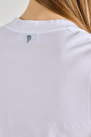 T-shirt Scollo a V Cotone Bianco - 4