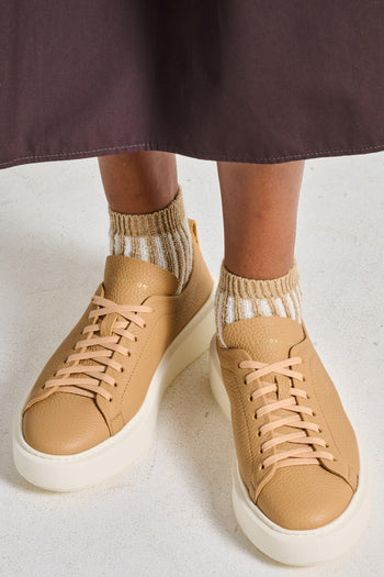 Sneakers Pelle Beige - 3