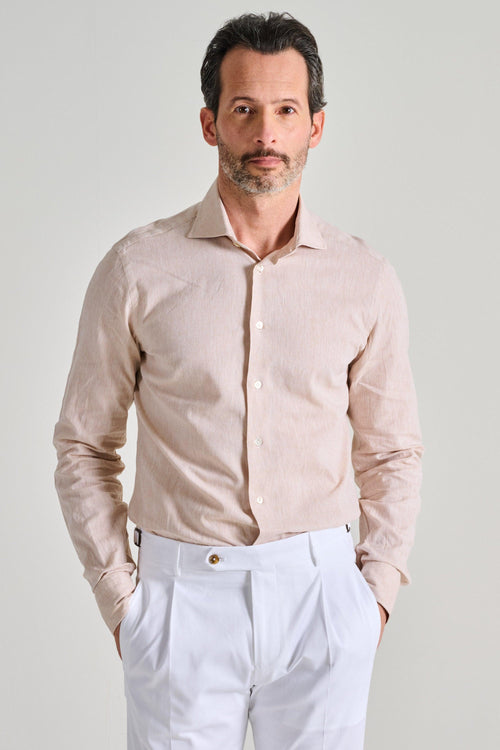 Camicia Cotone/Lino Beige