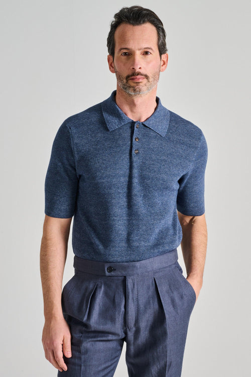 Polo Manica Corta Cotone Blu