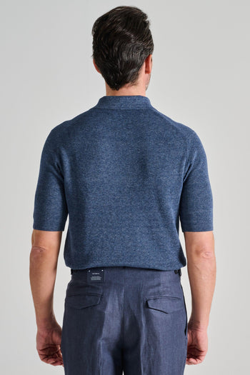 Polo Manica Corta Cotone Blu - 3