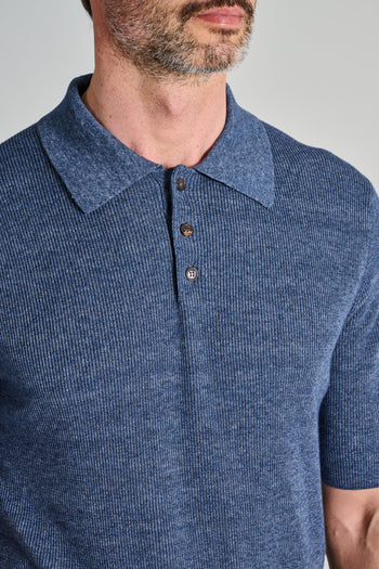 Polo Manica Corta Cotone Blu - 4